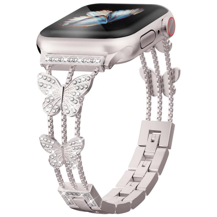 xDfind バタフライ型ダイヤモンドメタルウォッチバンド、Apple Watch 42 / 44 / 45 / 46 / 49mm用、Apple Watch 38 / 40 / 41 / S10 42mm用