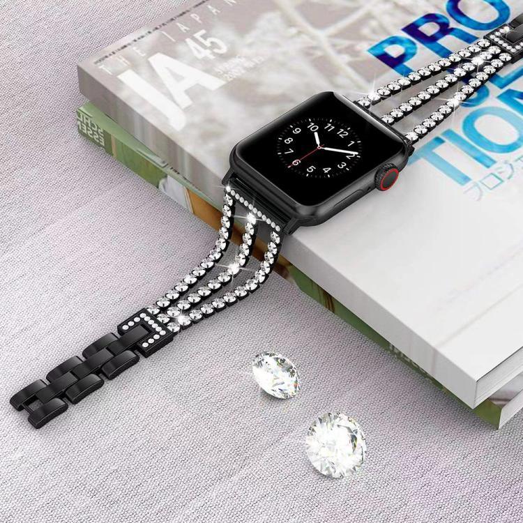 xDfind スリーダイヤモンドメタルウォッチバンド、Apple Watch 42 / 44 / 45 / 46 / 49mm用、Apple Watch 38 / 40 / 41 / S10 42mm用