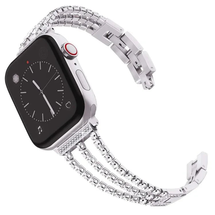 xDfind スリーダイヤモンドメタルウォッチバンド、Apple Watch 42 / 44 / 45 / 46 / 49mm用、Apple Watch 38 / 40 / 41 / S10 42mm用
