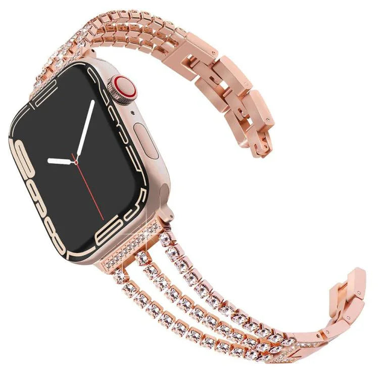 xDfind スリーダイヤモンドメタルウォッチバンド、Apple Watch 42 / 44 / 45 / 46 / 49mm用、Apple Watch 38 / 40 / 41 / S10 42mm用