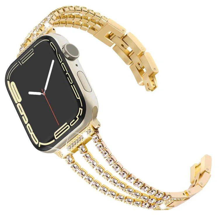 xDfind スリーダイヤモンドメタルウォッチバンド、Apple Watch 42 / 44 / 45 / 46 / 49mm用、Apple Watch 38 / 40 / 41 / S10 42mm用