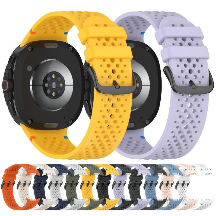 xDfind 合金ブラックバックルハニカム通気シリコンウォッチバンド、Samsung Galaxy Watch8 / Watch8 Classic 用