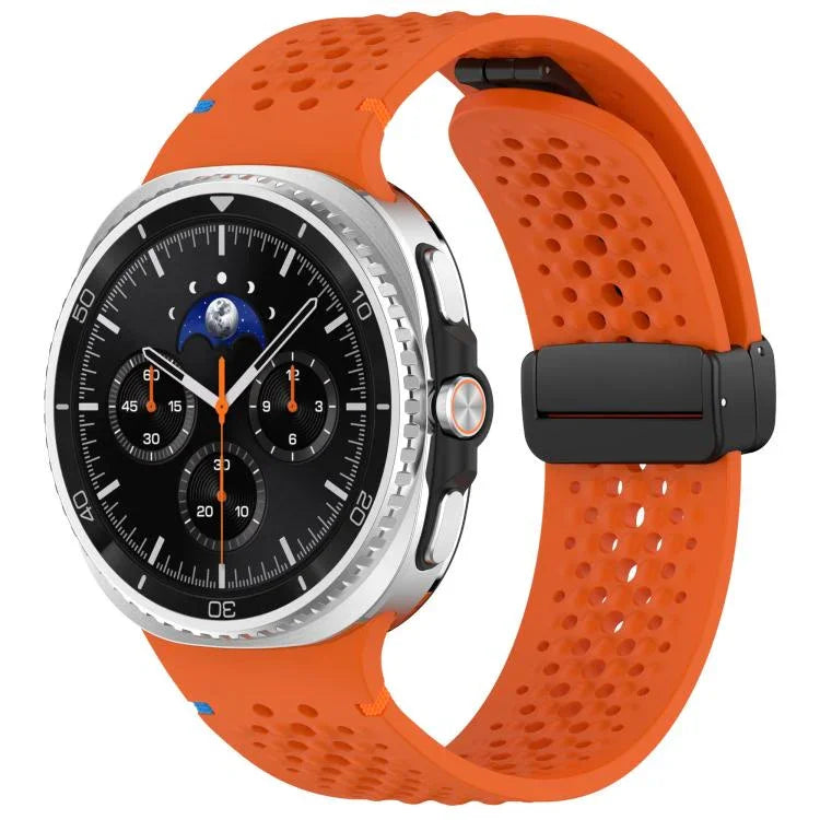 xDfind マグネティックブラックバックルハニカム通気シリコンウォッチバンド、Samsung Galaxy Watch8 / Watch8 Classic 用