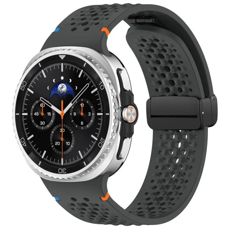 xDfind マグネティックブラックバックルハニカム通気シリコンウォッチバンド、Samsung Galaxy Watch8 / Watch8 Classic 用