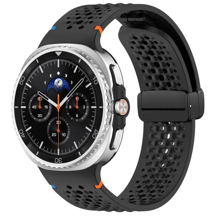 xDfind マグネティックブラックバックルハニカム通気シリコンウォッチバンド、Samsung Galaxy Watch8 / Watch8 Classic 用