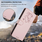 エンボス加工ハート猫レザー手ストラップ付きスマホケース、iPhone 15用、iPhone 14 Plus用、iPhone 14 / 13用、iPhone 14 Pro用