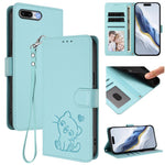 Embossed Heart Cat Leather Phone Case with Hand Strap, For iPhone XR, For iPhone XS Max, For iPhone 7 Plus / 8 Plus