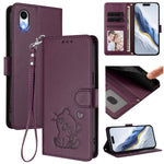 Embossed Heart Cat Leather Phone Case with Hand Strap, For iPhone XR, For iPhone XS Max, For iPhone 7 Plus / 8 Plus