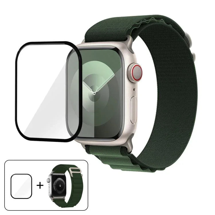 バックルループナイロンウォッチバンド 3Dカーブフィルム付き、Apple Watch Series 40mm用