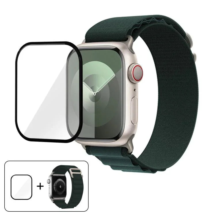 バックルループナイロンウォッチバンド 3Dカーブフィルム付き、Apple Watch Series 40mm用
