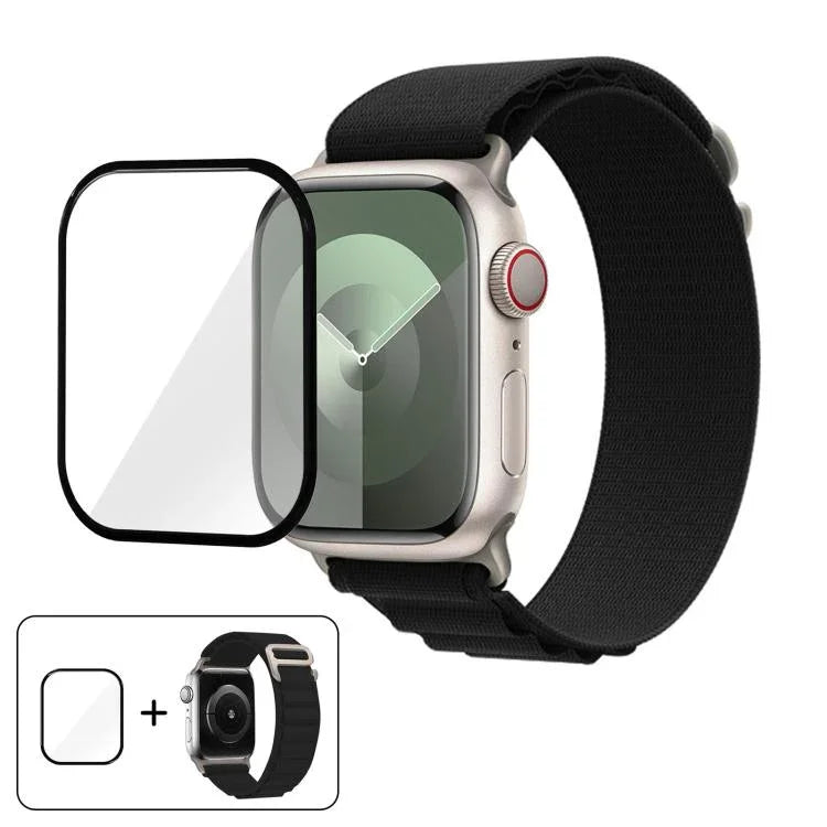 バックルループナイロンウォッチバンド 3Dカーブフィルム付き、Apple Watch Series 41mm用