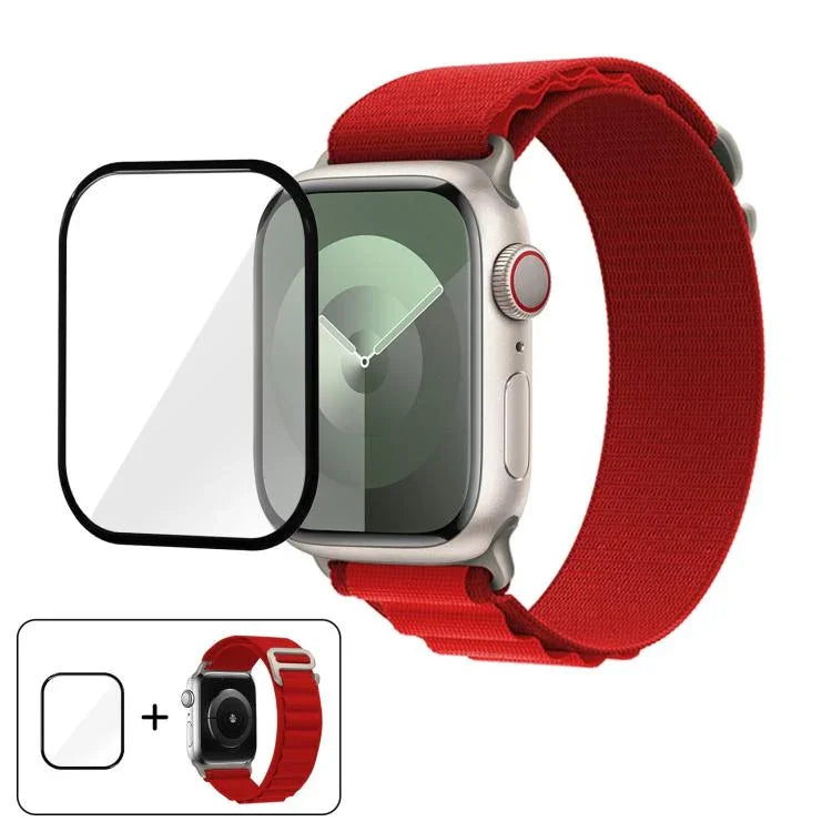 バックルループナイロンウォッチバンド 3Dカーブフィルム付き、Apple Watch Series 41mm用