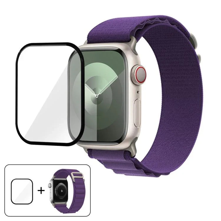 バックルループナイロンウォッチバンド 3Dカーブフィルム付き、Apple Watch Series 41mm用