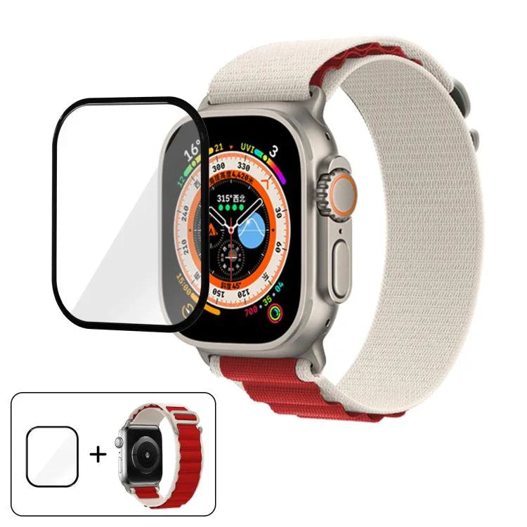 バックルループナイロンウォッチバンド 3Dカーブフィルム付き、Apple Watch Ultra 2 / 1 49mm用