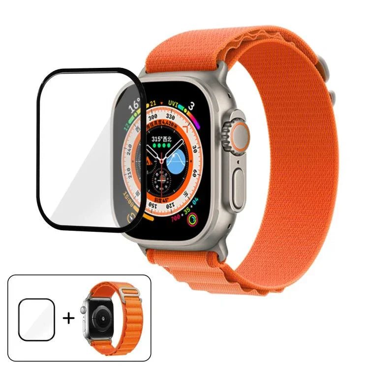 バックルループナイロンウォッチバンド 3Dカーブフィルム付き、Apple Watch Ultra 2 / 1 49mm用