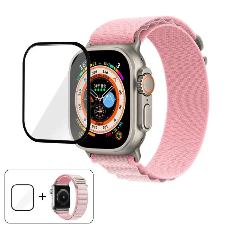 バックルループナイロンウォッチバンド 3Dカーブフィルム付き、Apple Watch Ultra 2 / 1 49mm用