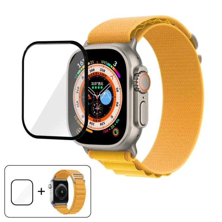 バックルループナイロンウォッチバンド 3Dカーブフィルム付き、Apple Watch Ultra 2 / 1 49mm用