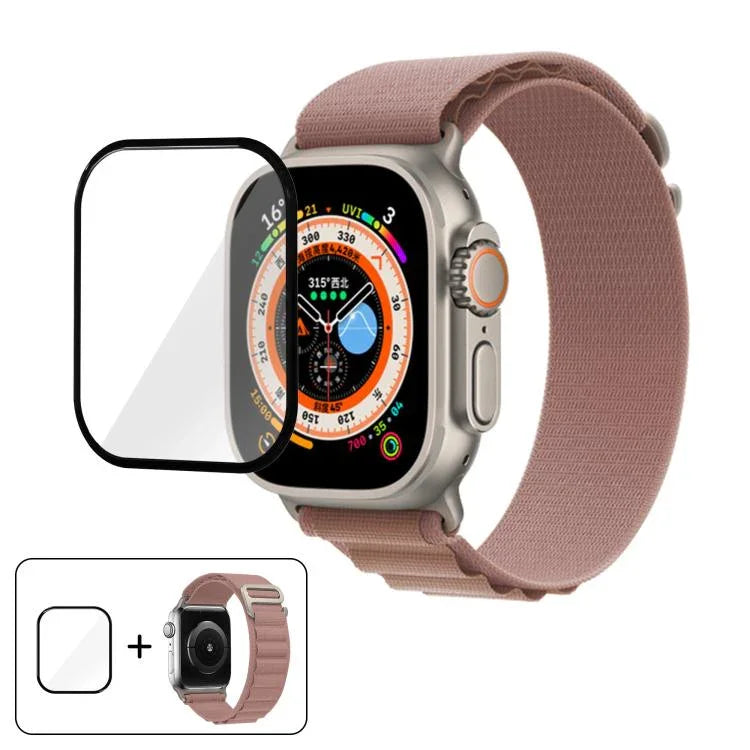 バックルループナイロンウォッチバンド 3Dカーブフィルム付き、Apple Watch Ultra 2 / 1 49mm用