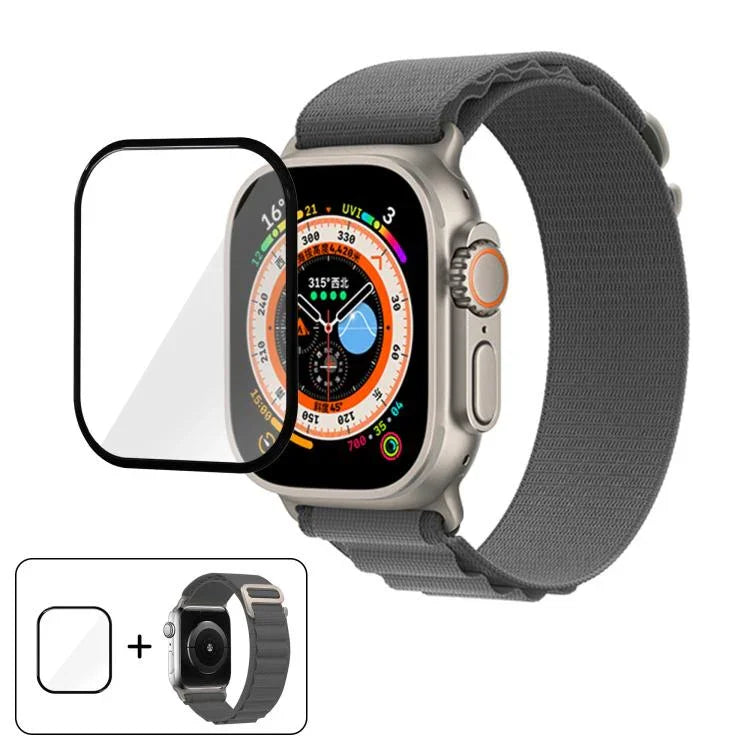 バックルループナイロンウォッチバンド 3Dカーブフィルム付き、Apple Watch Ultra 2 / 1 49mm用