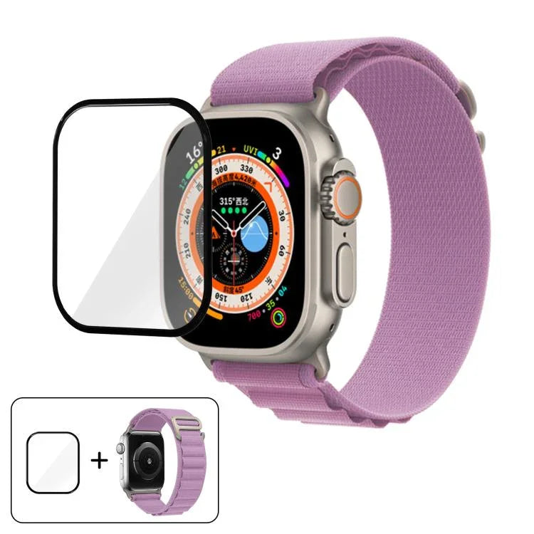 バックルループナイロンウォッチバンド 3Dカーブフィルム付き、Apple Watch Ultra 2 / 1 49mm用