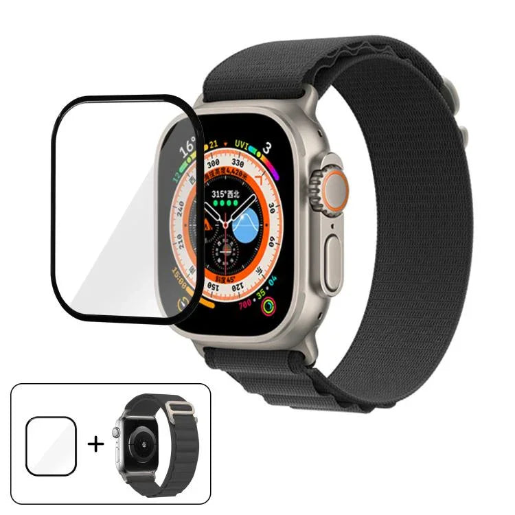 バックルループナイロンウォッチバンド 3Dカーブフィルム付き、Apple Watch Ultra 2 / 1 49mm用