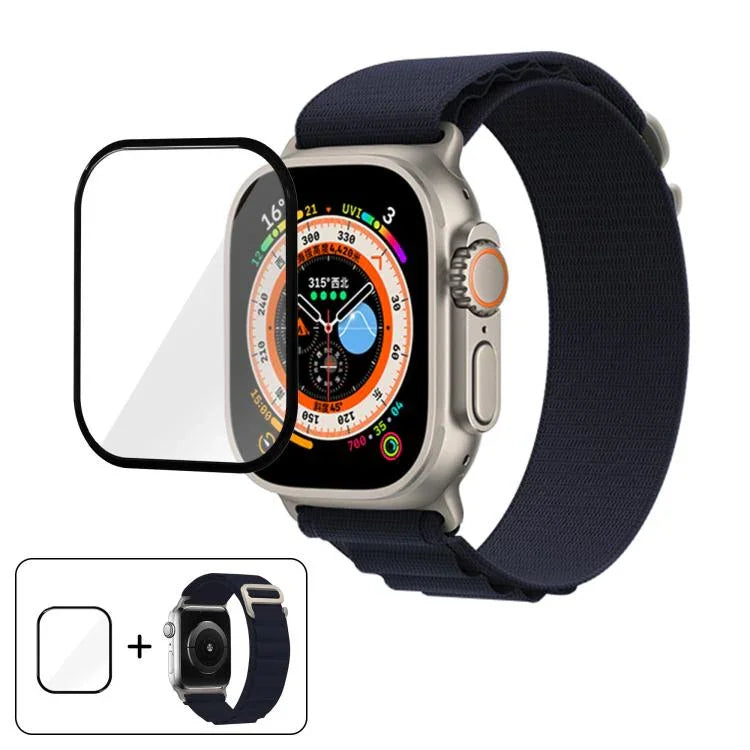 バックルループナイロンウォッチバンド 3Dカーブフィルム付き、Apple Watch Ultra 2 / 1 49mm用