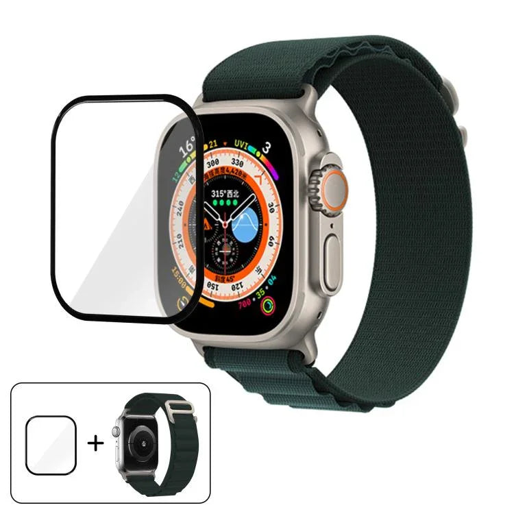 バックルループナイロンウォッチバンド 3Dカーブフィルム付き、Apple Watch Ultra 2 / 1 49mm用