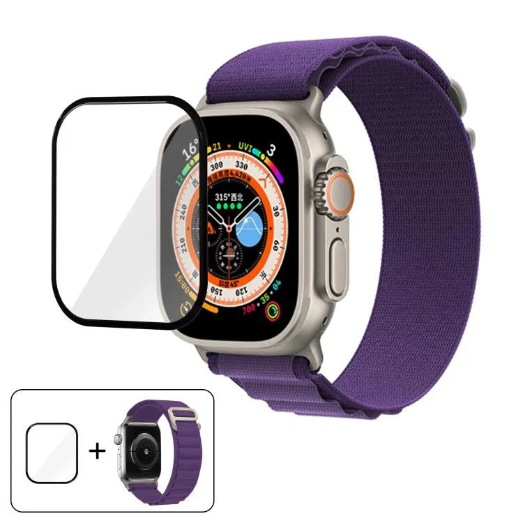 バックルループナイロンウォッチバンド 3Dカーブフィルム付き、Apple Watch Ultra 2 / 1 49mm用