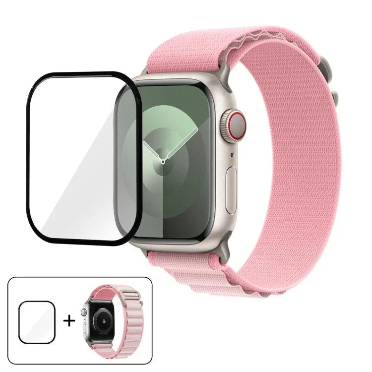 バックルループナイロンウォッチバンド 3Dカーブフィルム付き、Apple Watch Series 38mm用