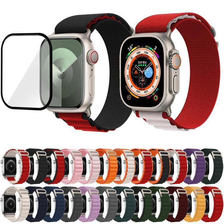 バックルループナイロンウォッチバンド 3Dカーブフィルム付き、Apple Watch Series 40mm用