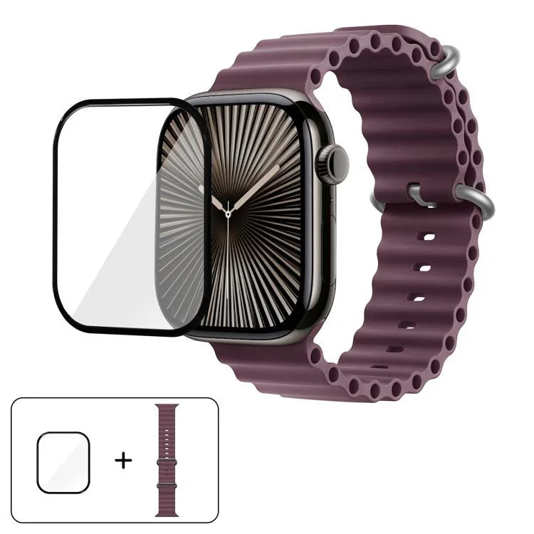 オーシャンシリコンウォッチバンド 3Dカーブフィルム付き、Apple Watch Series 40mm用、Apple Watch Ultra 2 / 1 49mm用、Apple Watch Series 45mm用