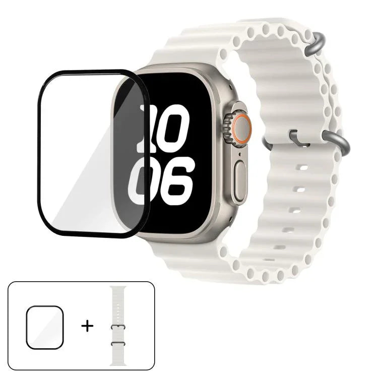 オーシャンシリコンウォッチバンド 3Dカーブフィルム付き、Apple Watch Series 40mm用、Apple Watch Ultra 2 / 1 49mm用、Apple Watch Series 45mm用