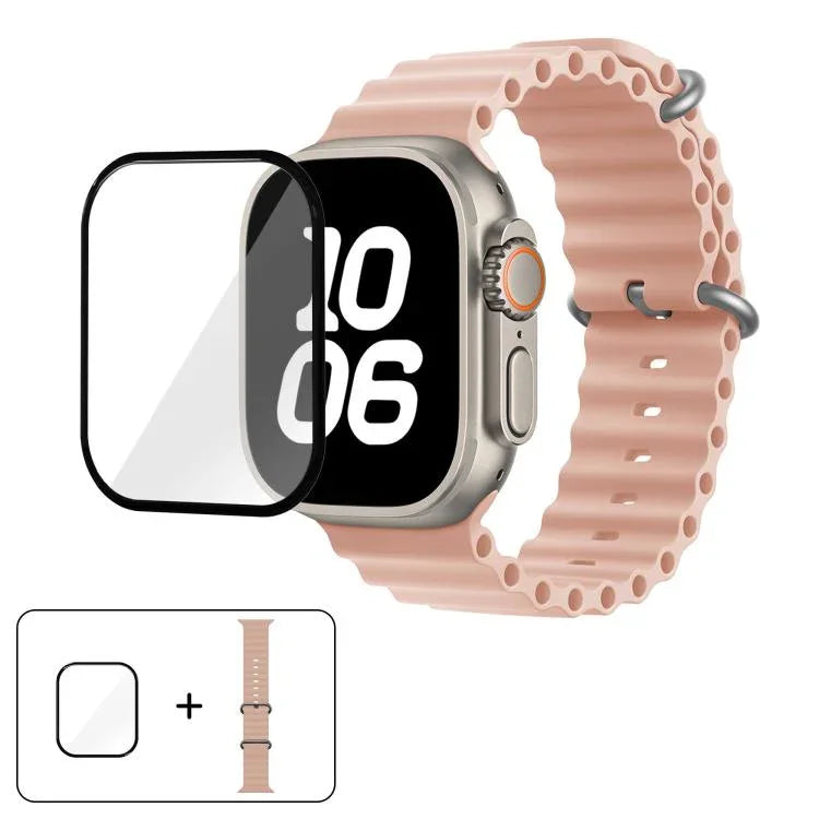 オーシャンシリコンウォッチバンド 3Dカーブフィルム付き、Apple Watch Series 40mm用、Apple Watch Ultra 2 / 1 49mm用、Apple Watch Series 45mm用