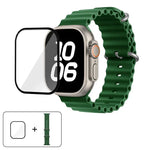 オーシャンシリコンウォッチバンド 3Dカーブフィルム付き、Apple Watch Series 40mm用、Apple Watch Ultra 2 / 1 49mm用、Apple Watch Series 45mm用