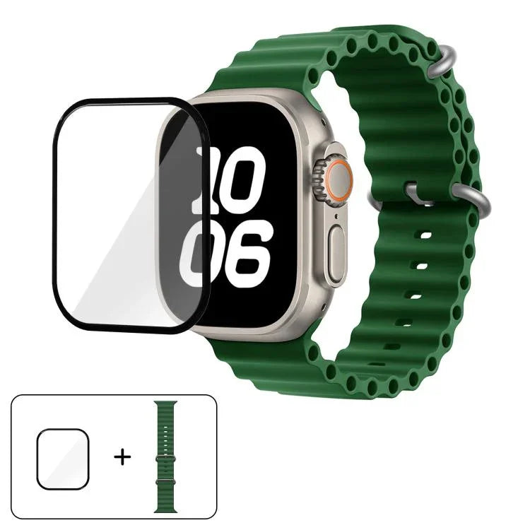 オーシャンシリコンウォッチバンド 3Dカーブフィルム付き、Apple Watch Series 40mm用、Apple Watch Ultra 2 / 1 49mm用、Apple Watch Series 45mm用