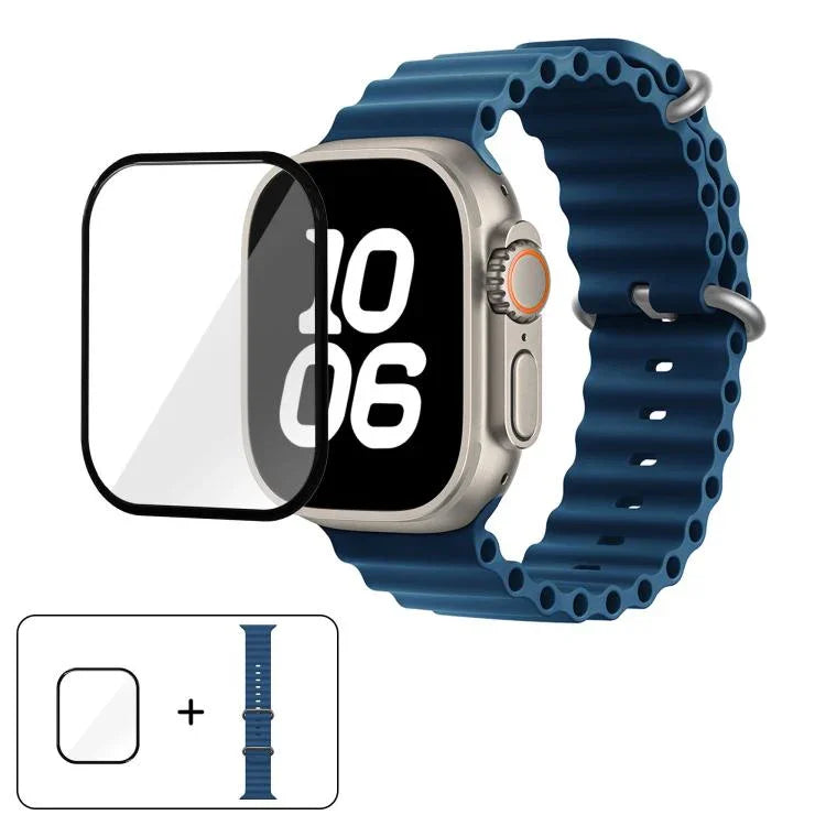 オーシャンシリコンウォッチバンド 3Dカーブフィルム付き、Apple Watch Series 40mm用、Apple Watch Ultra 2 / 1 49mm用、Apple Watch Series 45mm用