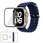 オーシャンシリコンウォッチバンド 3Dカーブフィルム付き、Apple Watch Series 40mm用、Apple Watch Ultra 2 / 1 49mm用、Apple Watch Series 45mm用
