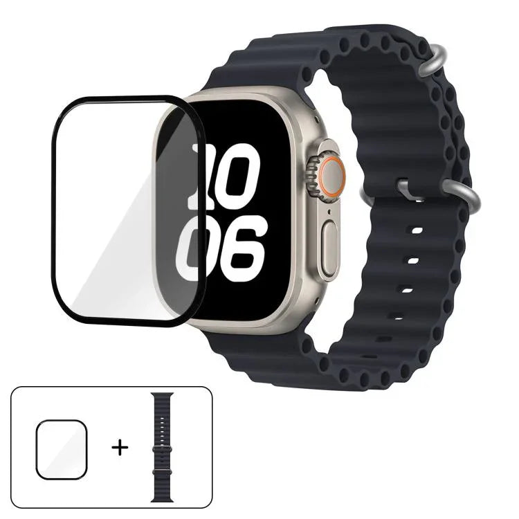 オーシャンシリコンウォッチバンド 3Dカーブフィルム付き、Apple Watch Series 40mm用、Apple Watch Ultra 2 / 1 49mm用、Apple Watch Series 45mm用