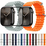 オーシャンシリコンウォッチバンド 3Dカーブフィルム付き、Apple Watch Series 41mm用、Apple Watch Series 38mm用、Apple Watch Series 42mm用