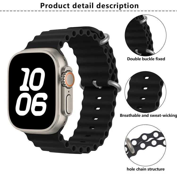 オーシャンシリコンウォッチバンド 3Dカーブフィルム付き、Apple Watch Series 10 46mm用、Apple Watch Series 10 42mm用、Apple Watch Series 44mm用
