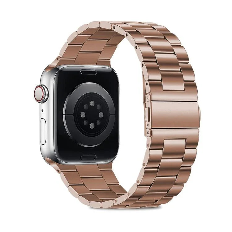 3Dカーブフィルム付きスリービーズステンレススチール時計バンド、Apple Watch Ultra 2 / 1 49mm用、Apple Watch Series 45mm用、Apple Watch Series 41mm用、Apple Watch Series 38mm用