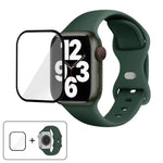 バタフライバックルシリコンウォッチバンド 3Dカーブフィルム付き、Apple Watch Series 10 46mm用、Apple Watch Series 10 42mm用、Apple Watch Series 44mm用