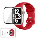 バタフライバックルシリコンウォッチバンド 3Dカーブフィルム付き、Apple Watch Series 10 46mm用、Apple Watch Series 10 42mm用、Apple Watch Series 44mm用