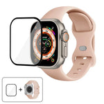 バタフライバックルシリコンウォッチバンド 3Dカーブフィルム付き、Apple Watch Series 40mm用、Apple Watch Ultra 2 / 1 49mm用、Apple Watch Series 45mm用