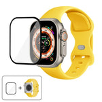 バタフライバックルシリコンウォッチバンド 3Dカーブフィルム付き、Apple Watch Series 40mm用、Apple Watch Ultra 2 / 1 49mm用、Apple Watch Series 45mm用