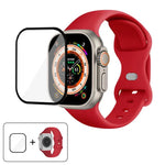 バタフライバックルシリコンウォッチバンド 3Dカーブフィルム付き、Apple Watch Series 40mm用、Apple Watch Ultra 2 / 1 49mm用、Apple Watch Series 45mm用