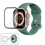 バタフライバックルシリコンウォッチバンド 3Dカーブフィルム付き、Apple Watch Series 40mm用、Apple Watch Ultra 2 / 1 49mm用、Apple Watch Series 45mm用