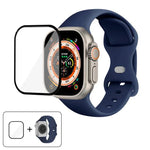 バタフライバックルシリコンウォッチバンド 3Dカーブフィルム付き、Apple Watch Series 40mm用、Apple Watch Ultra 2 / 1 49mm用、Apple Watch Series 45mm用