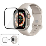 バタフライバックルシリコンウォッチバンド 3Dカーブフィルム付き、Apple Watch Series 40mm用、Apple Watch Ultra 2 / 1 49mm用、Apple Watch Series 45mm用