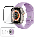バタフライバックルシリコンウォッチバンド 3Dカーブフィルム付き、Apple Watch Series 40mm用、Apple Watch Ultra 2 / 1 49mm用、Apple Watch Series 45mm用
